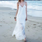 Spaghetti Straps Lace Maxi Slit Dress, dress, VIVIMARKS