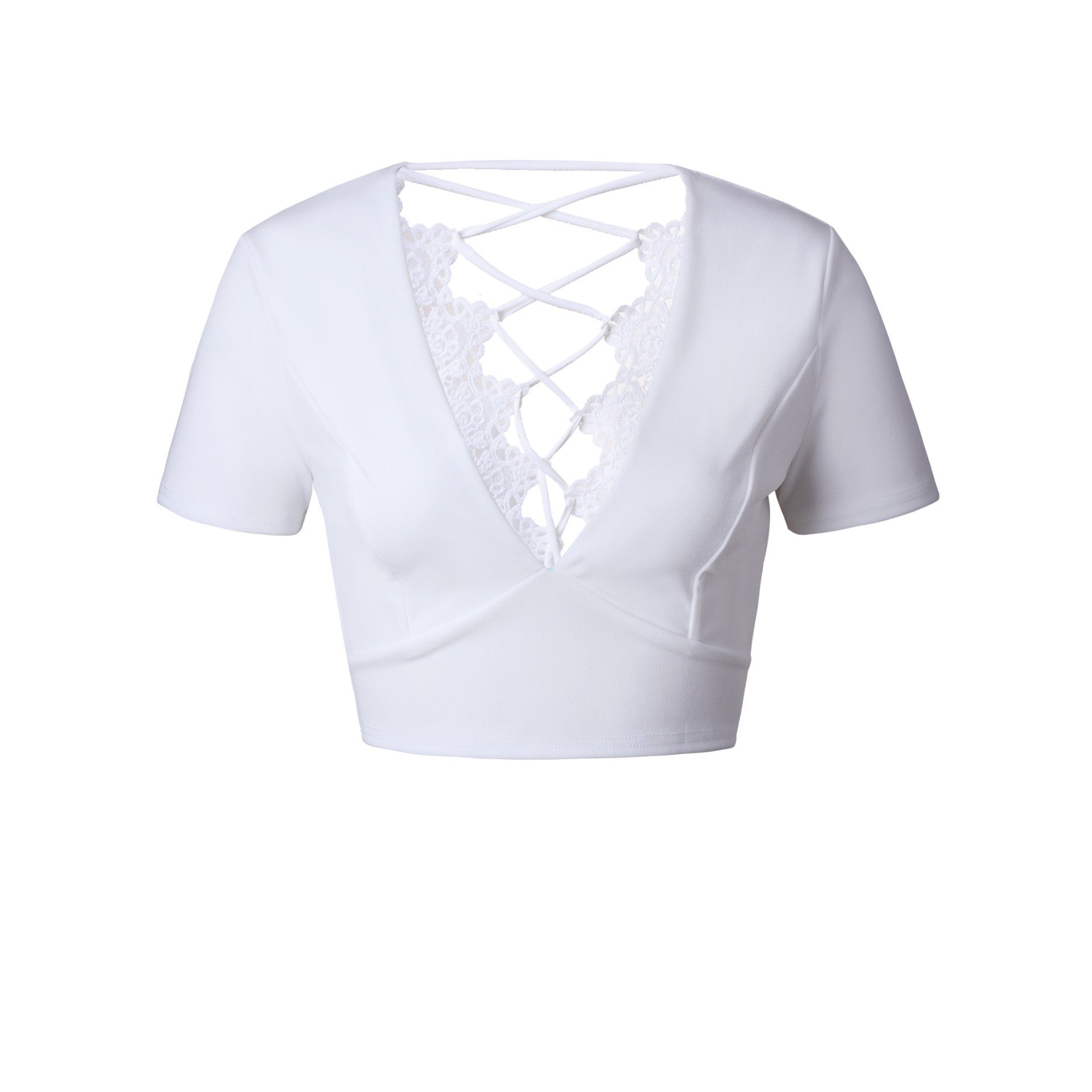 Lace Up v Neck Lace Top, top, VIVIMARKS