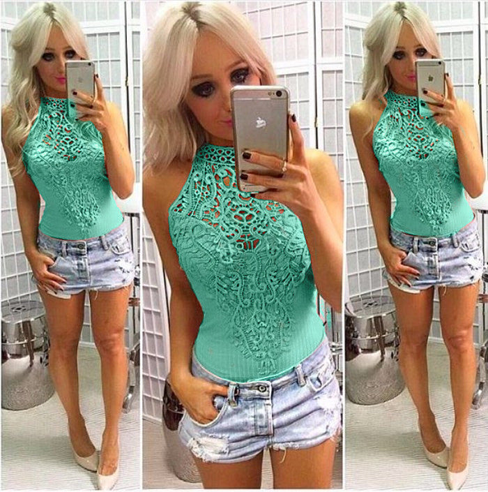 Lace Sleeveless Romper, romper, VIVIMARKS