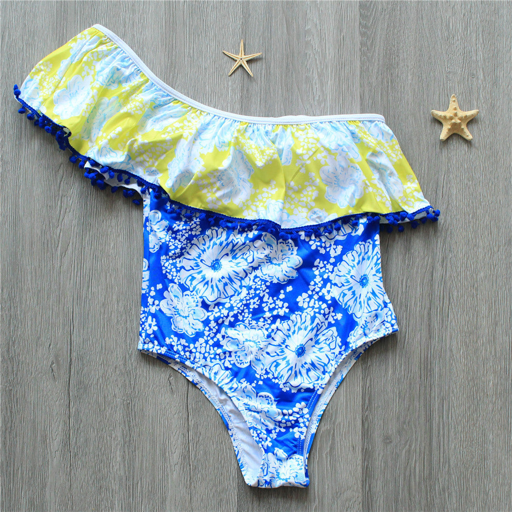 One Shoulder Floral One Piece Swimsuit, bikini, VIVIMARKS