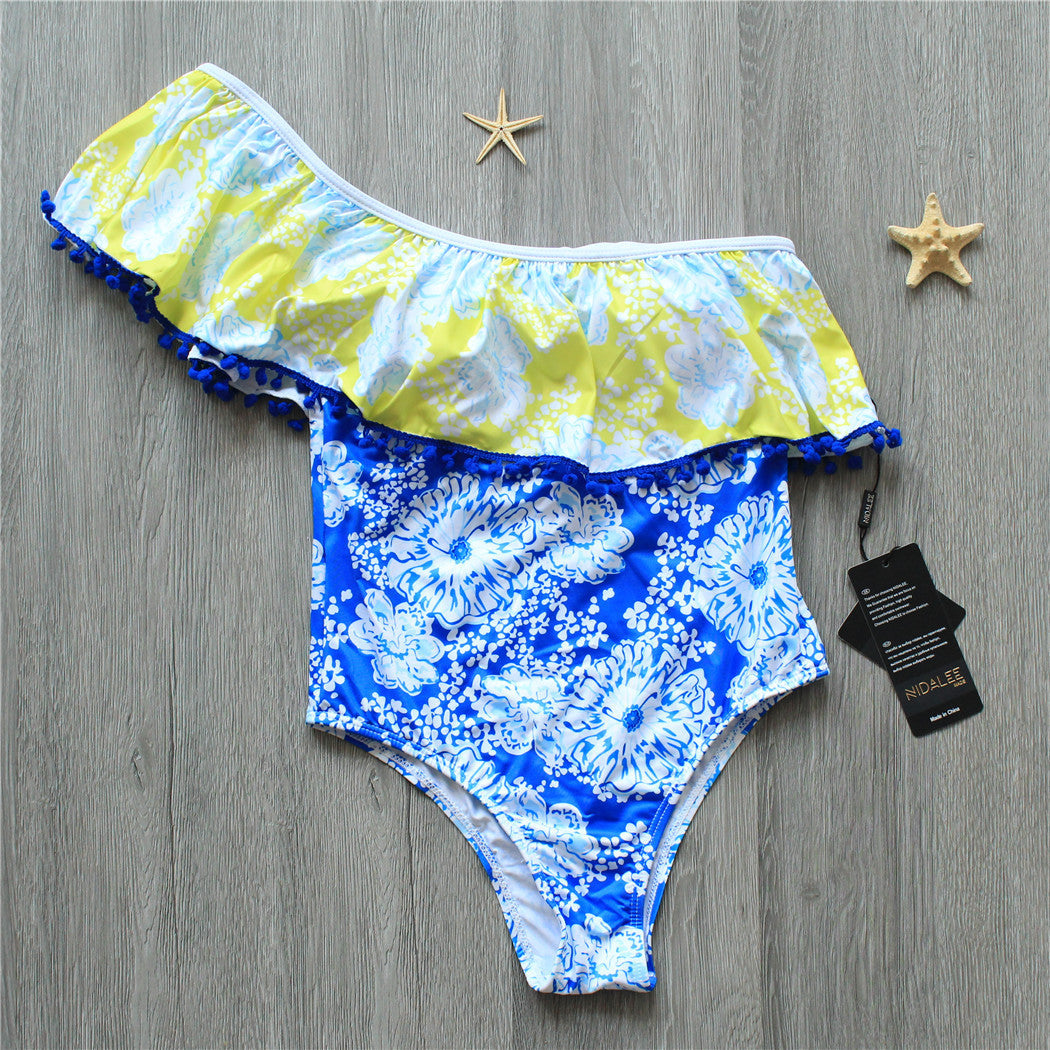 One Shoulder Floral One Piece Swimsuit, bikini, VIVIMARKS