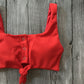Solid Color Front Buttons Bikini Set