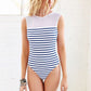 Stripe Backless One Piece Swimsuit, bikini, VIVIMARKS