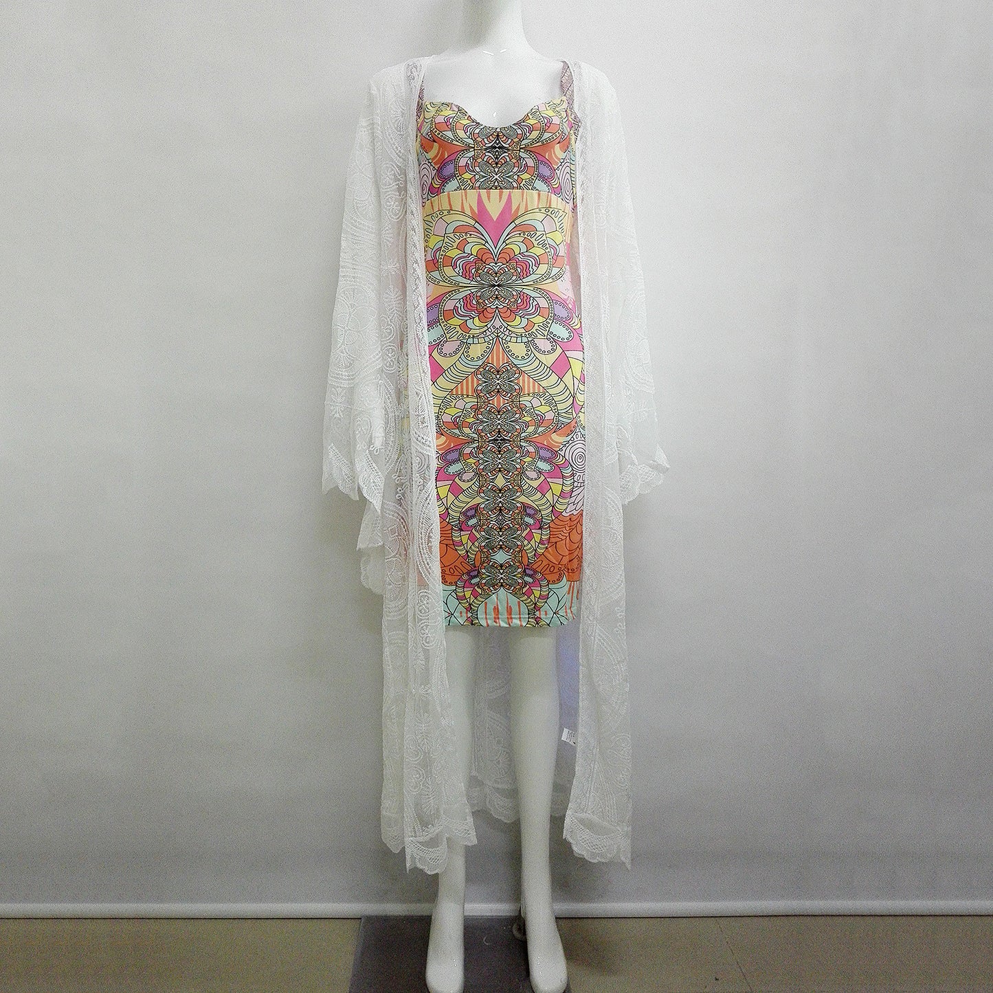 Beige Lace Long Cardigan, cardigan, VIVIMARKS