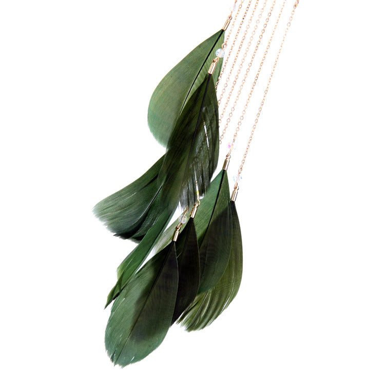 Green Feather Earrings, ACCESSORIES, VIVIMARKS