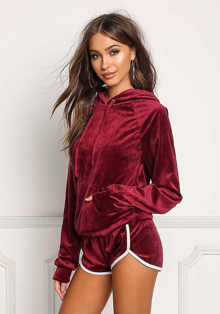 Casual Hoodie Sweatshirt And Shorts Two Pieces Set, two pieces, VIVIMARKS