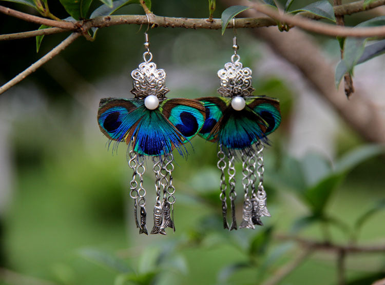 Peacock Feathers Earrings, ACCESSORIES, VIVIMARKS