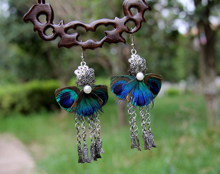 Peacock Feathers Earrings, ACCESSORIES, VIVIMARKS
