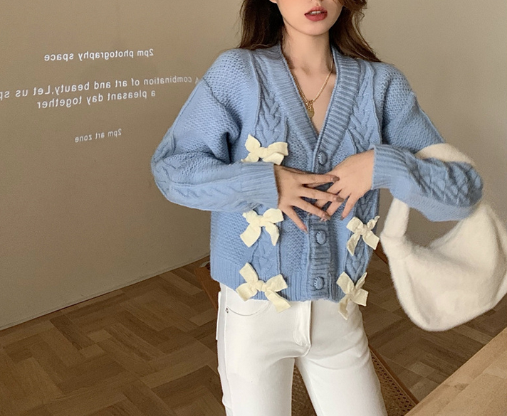 Bowknot Knotted Sweater Cardigan