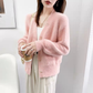 V-neck knitted cardigan