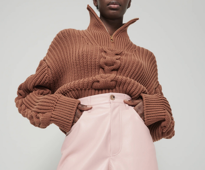 Stand-up collar zipper pullover sweater