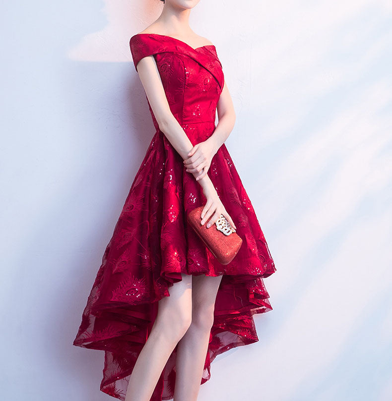 Off The Shoulder High Low Cocktail Dress