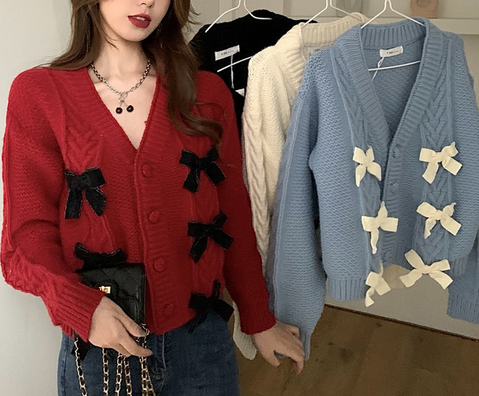 Bowknot Knotted Sweater Cardigan