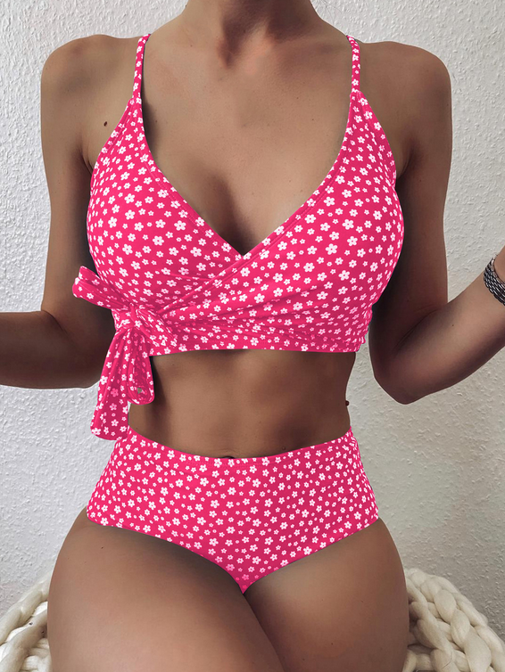 Floral High Waist Bikini Set