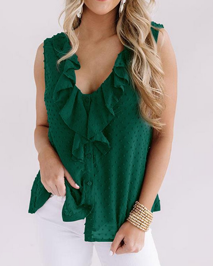 Ruffles V Neck Chiffon Top
