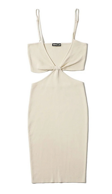 Deep V Neck Hollow Out Bodycon Dress