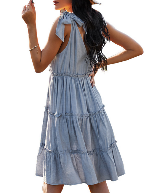 Sleeveless V Neck Dress