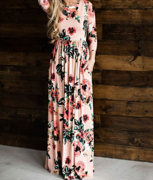 Floral Long Sleeve Maxi Dress