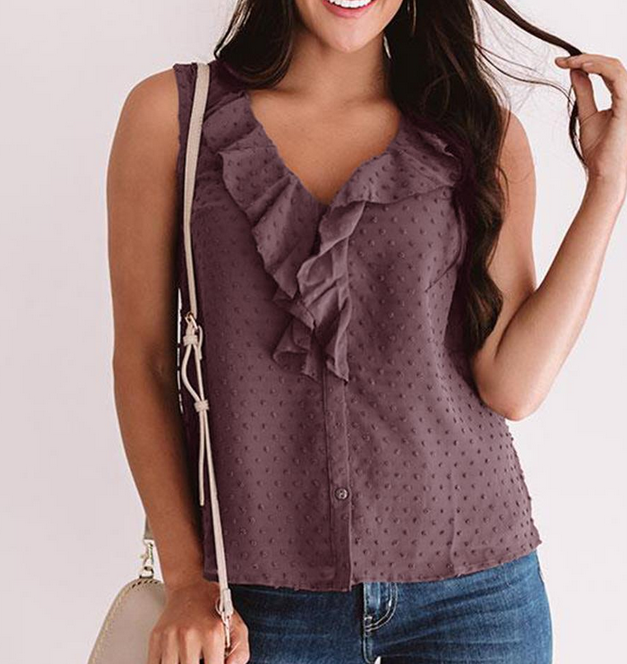 Ruffles V Neck Chiffon Top