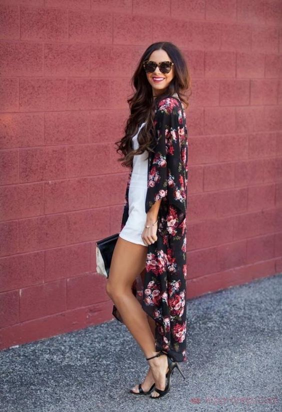 Floral Long Chiffon Overall, cardigan, VIVIMARKS