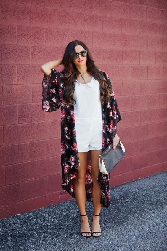 Floral Long Chiffon Overall, cardigan, VIVIMARKS