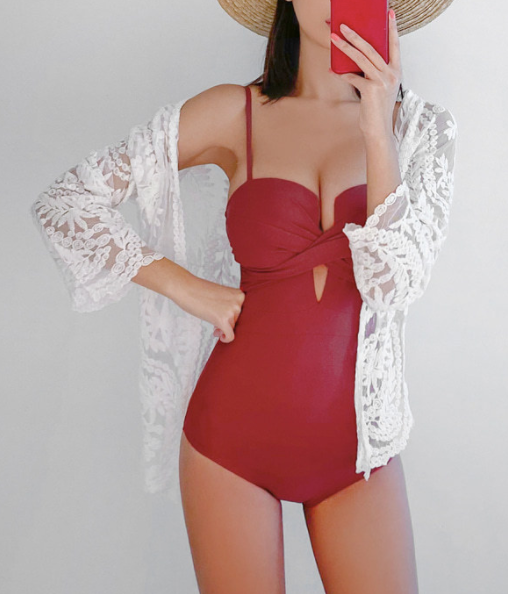 Soild Color One Piece Swimsuit