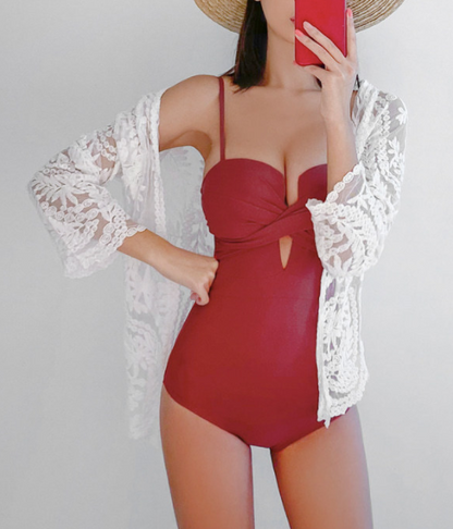 Soild Color One Piece Swimsuit
