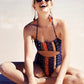 Floral Cut Out Halter One Piece Swimsuit, bikini, VIVIMARKS