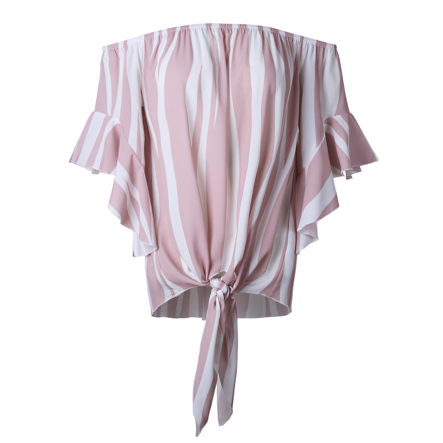 Stripe Off The Shoulder Chiffon Top