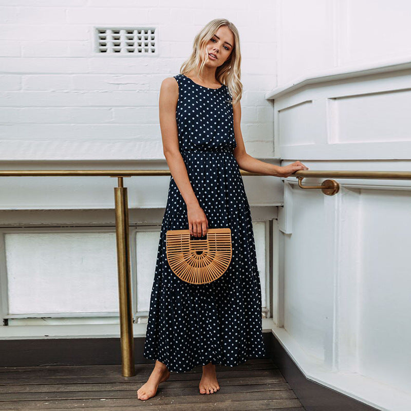 Dots Print Maxi Dress, dress, VIVIMARKS