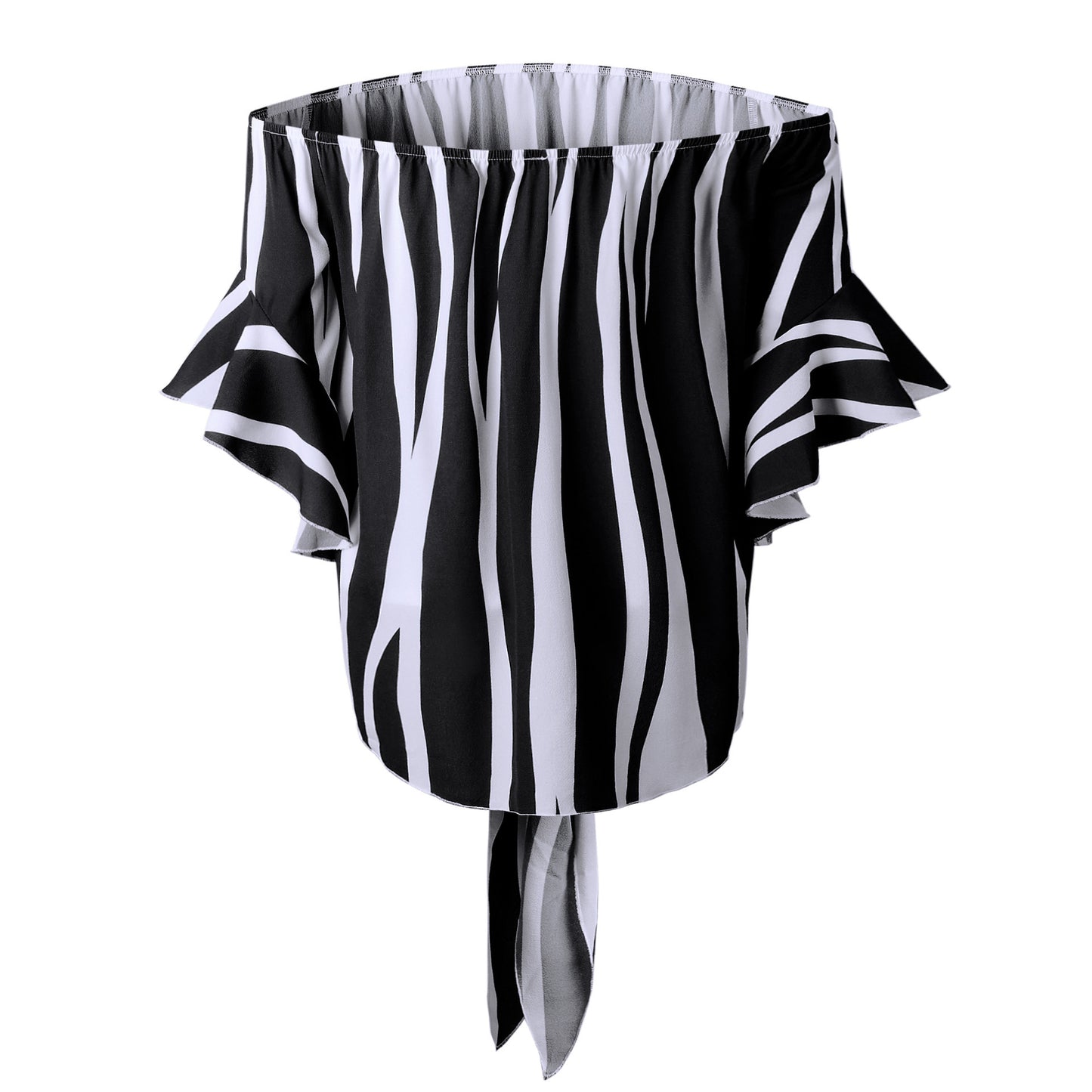 Stripe Off The Shoulder Chiffon Top