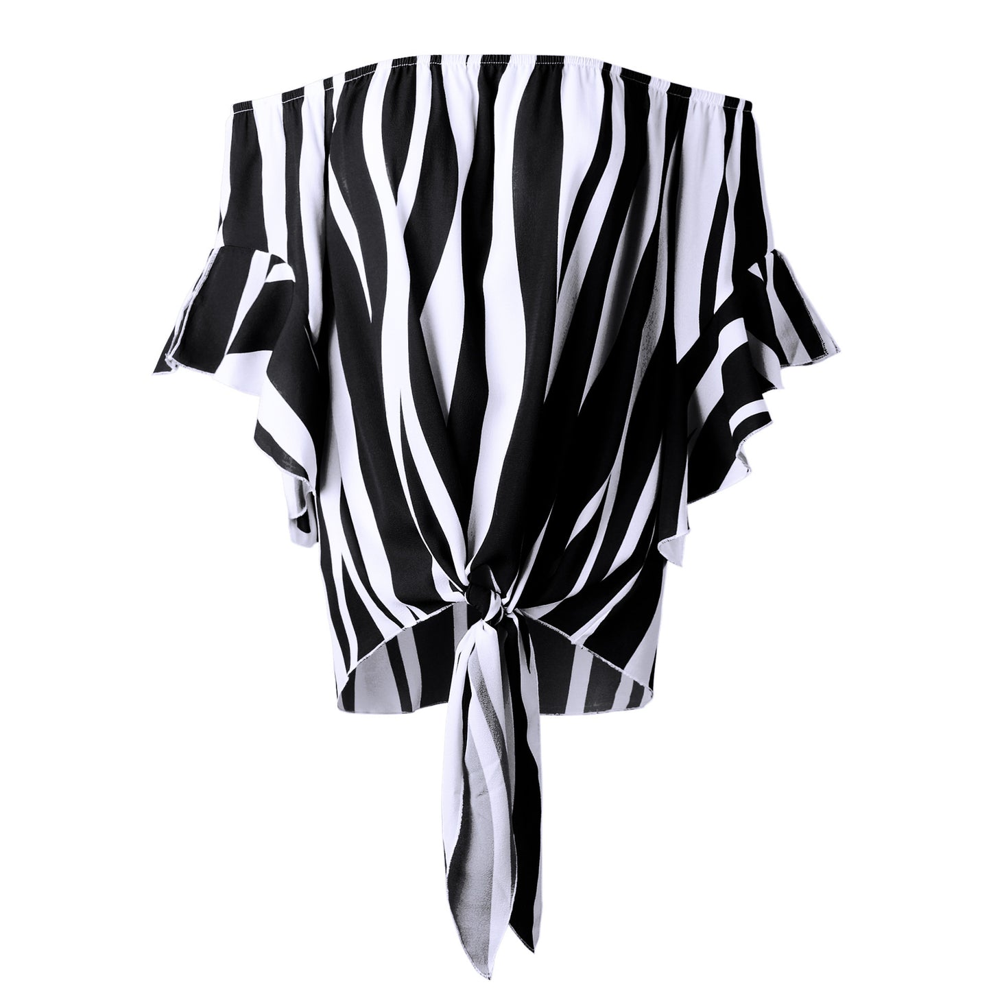 Stripe Off The Shoulder Chiffon Top