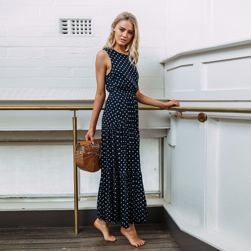 Dots Print Maxi Dress, dress, VIVIMARKS