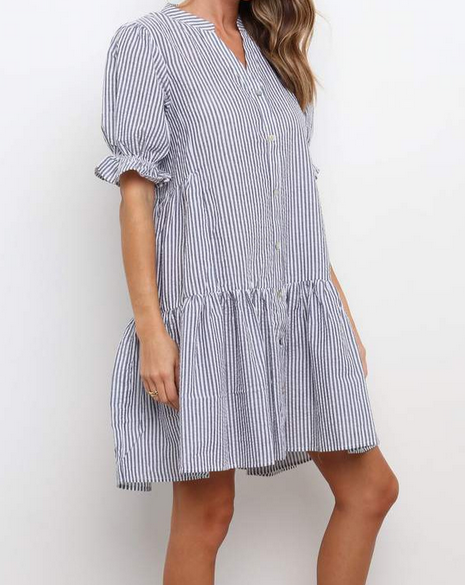Stripe Short Sleeve Dress