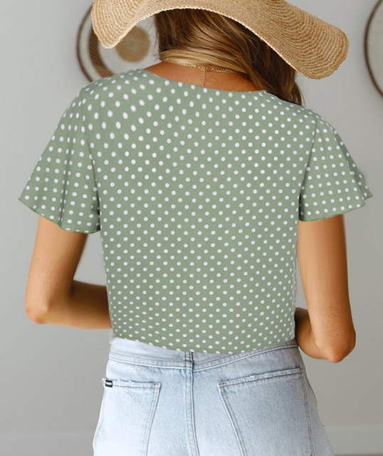 Front Buttons Deep V Neck Top