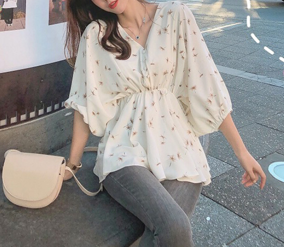 Floral V Neck Top