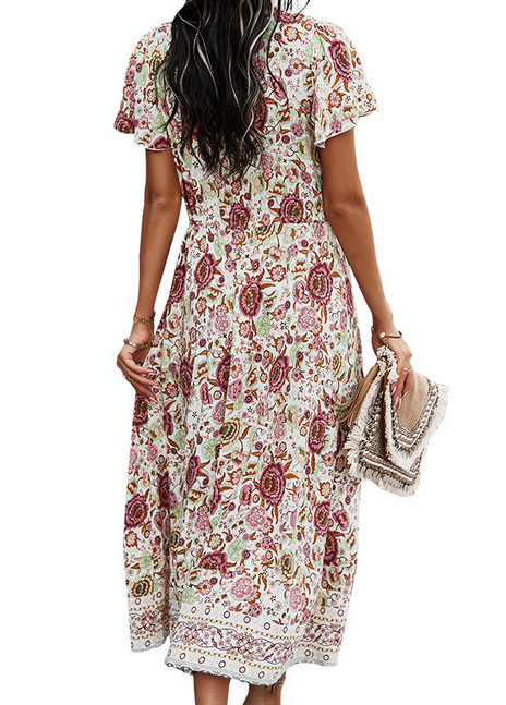 Floral V Neck Dress