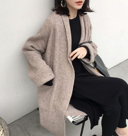 Solid Color Knit Cardigan