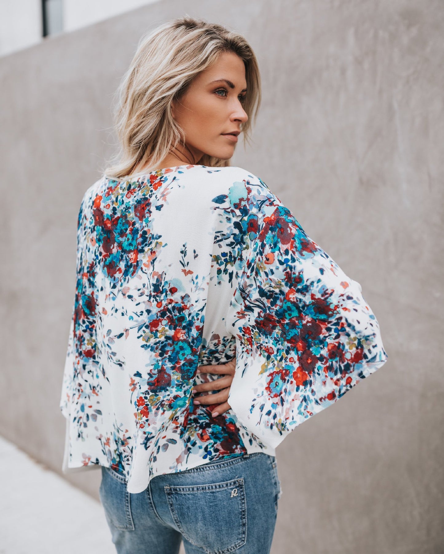 Floral V Neck Top, blouse, VIVIMARKS