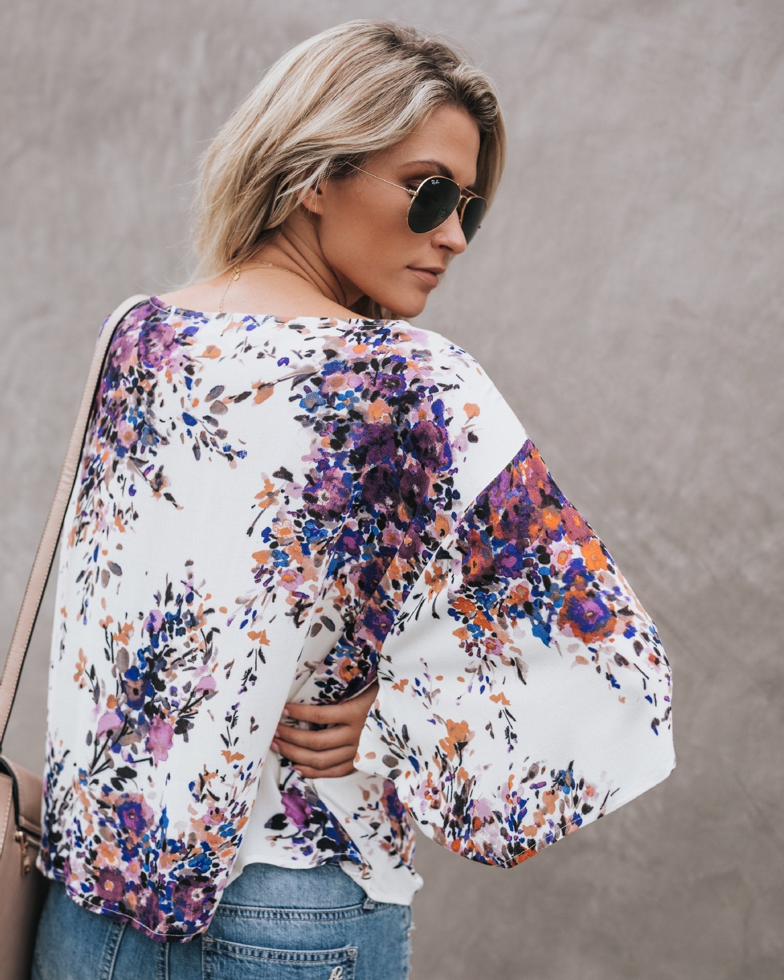 Floral V Neck Top, blouse, VIVIMARKS