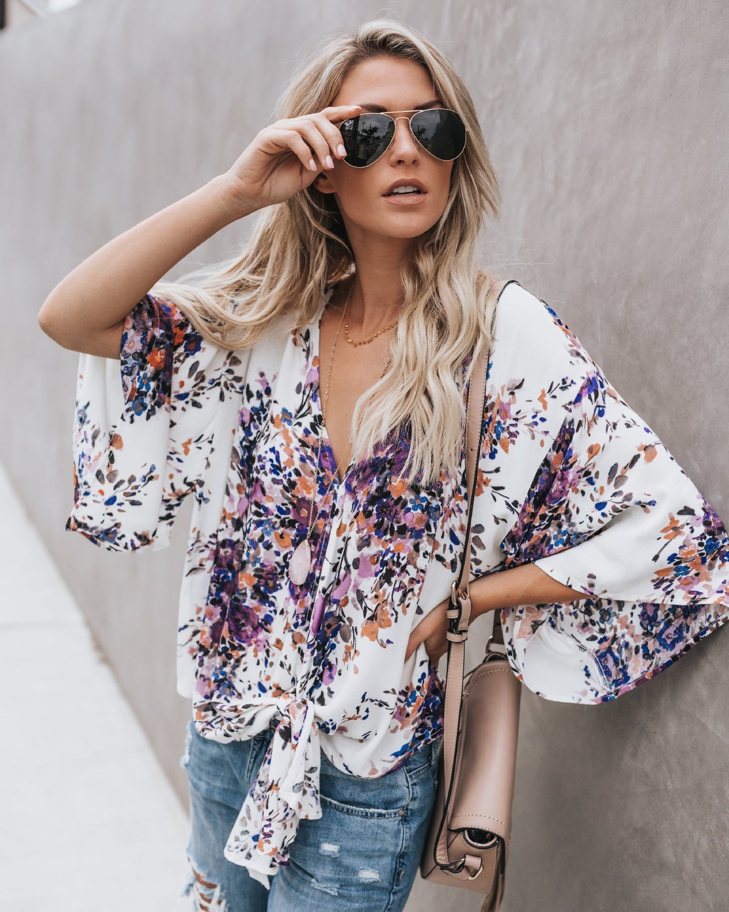 Floral V Neck Top, blouse, VIVIMARKS