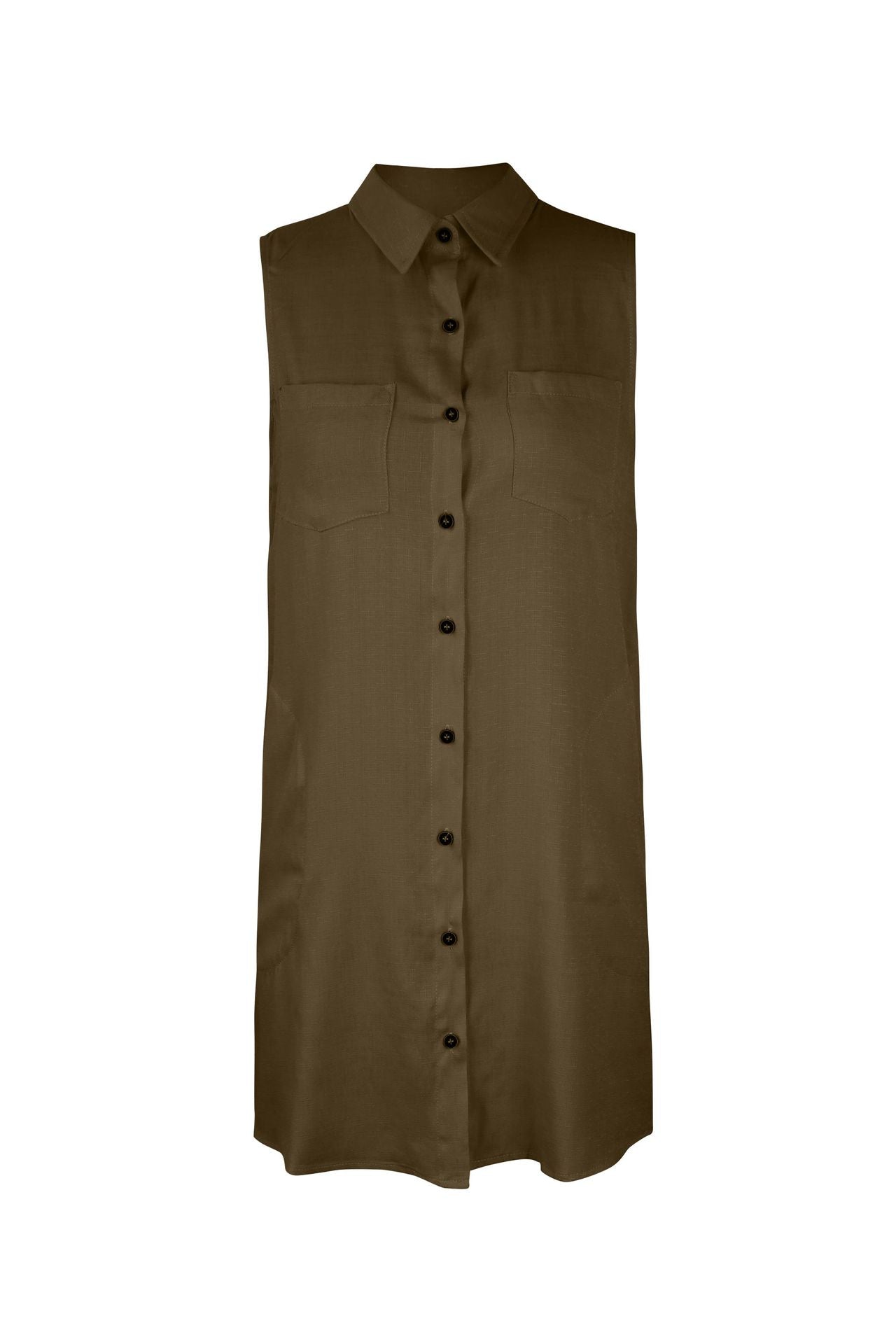 Sleeveless Front Buttons Blouse
