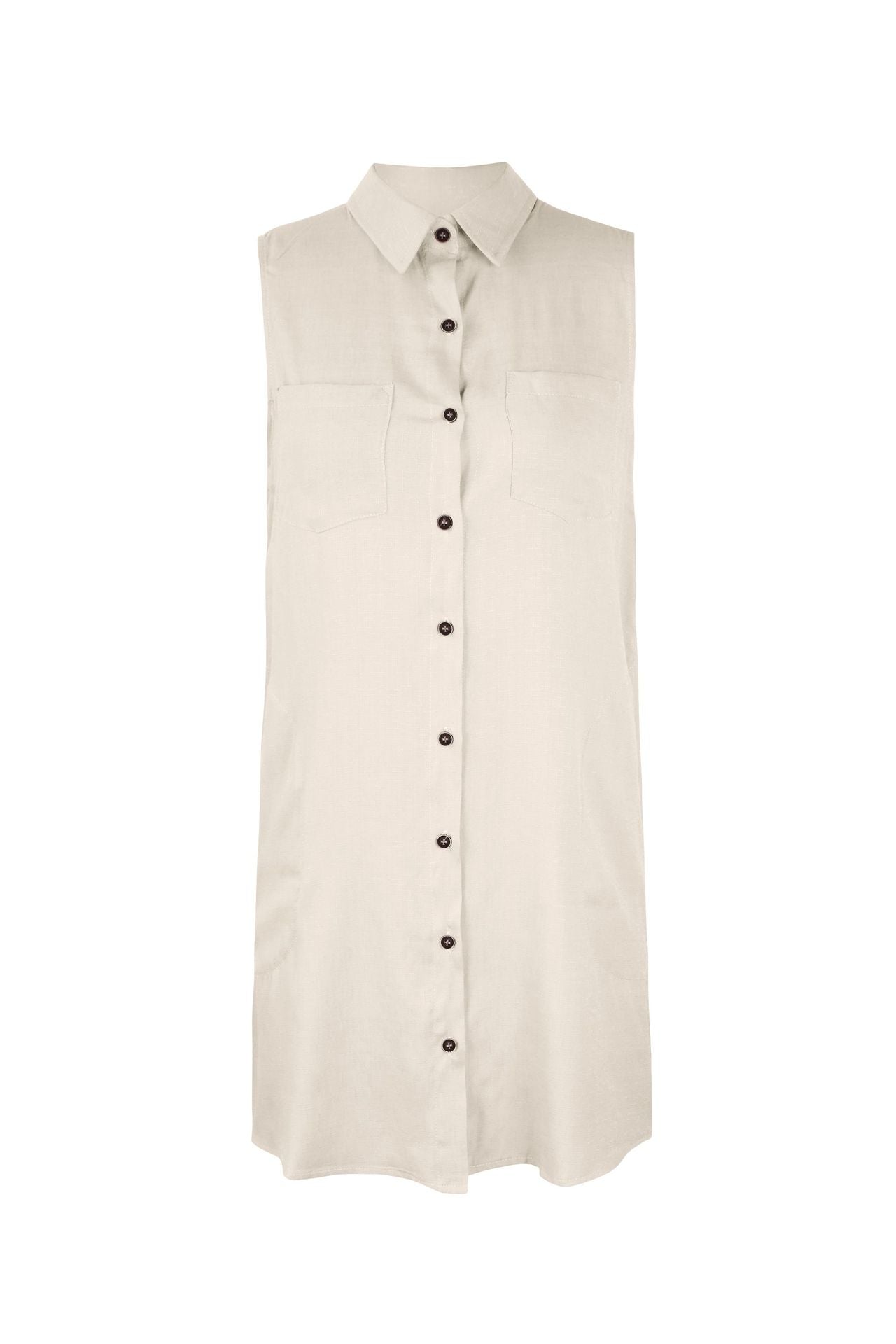 Sleeveless Front Buttons Blouse