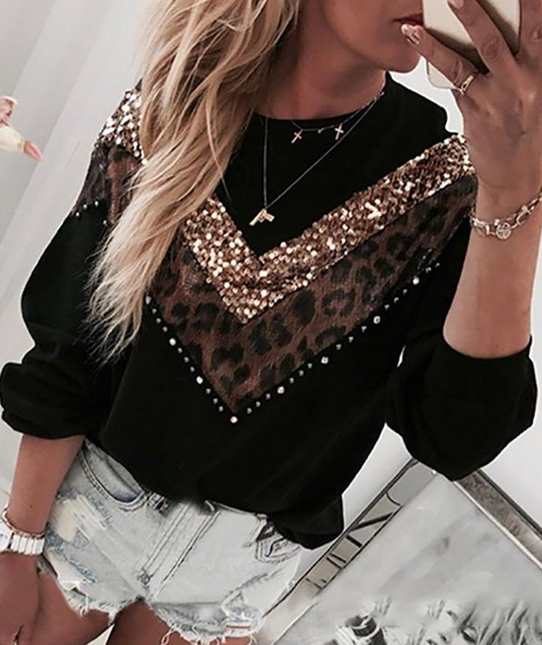 Sequins Splicing Top