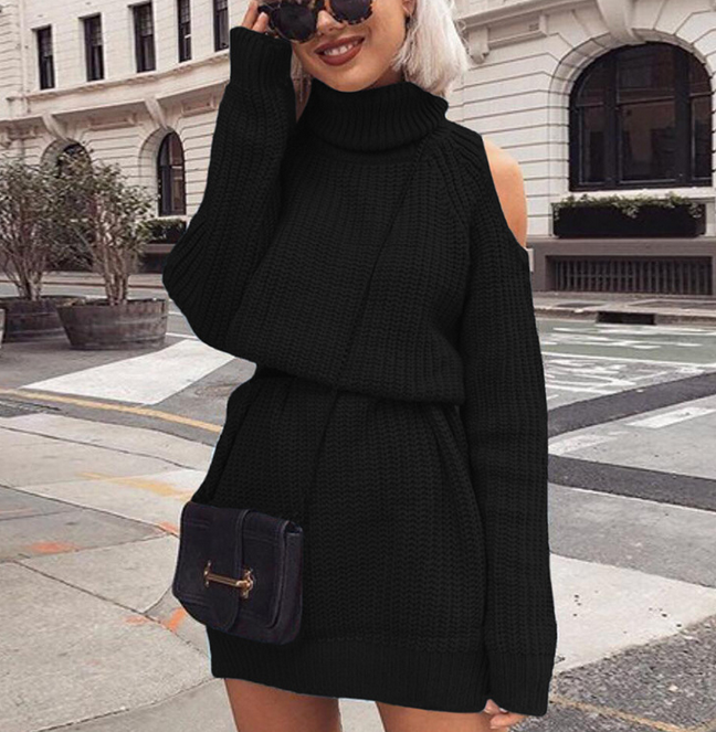 High neck strapless sweater dress