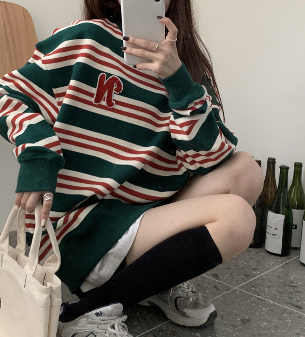 Striped casual round neck T-shirt top