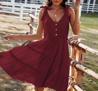 Sleeveless V Neck Dress