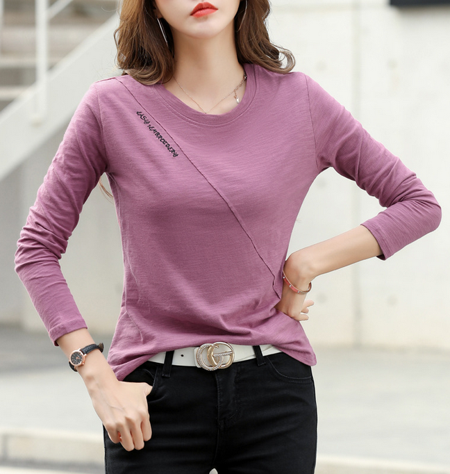 Pure cotton casual long-sleeved T-shirt