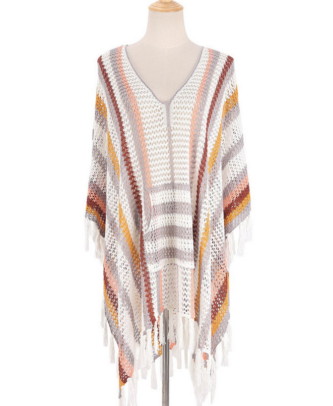 V Neck Tassels Cover Up
