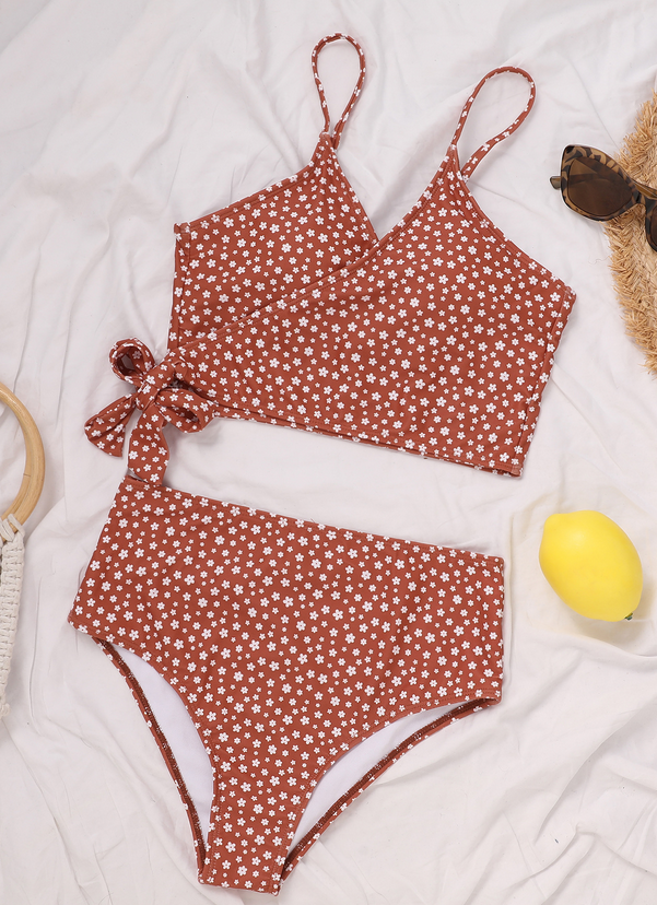 Floral High Waist Bikini Set